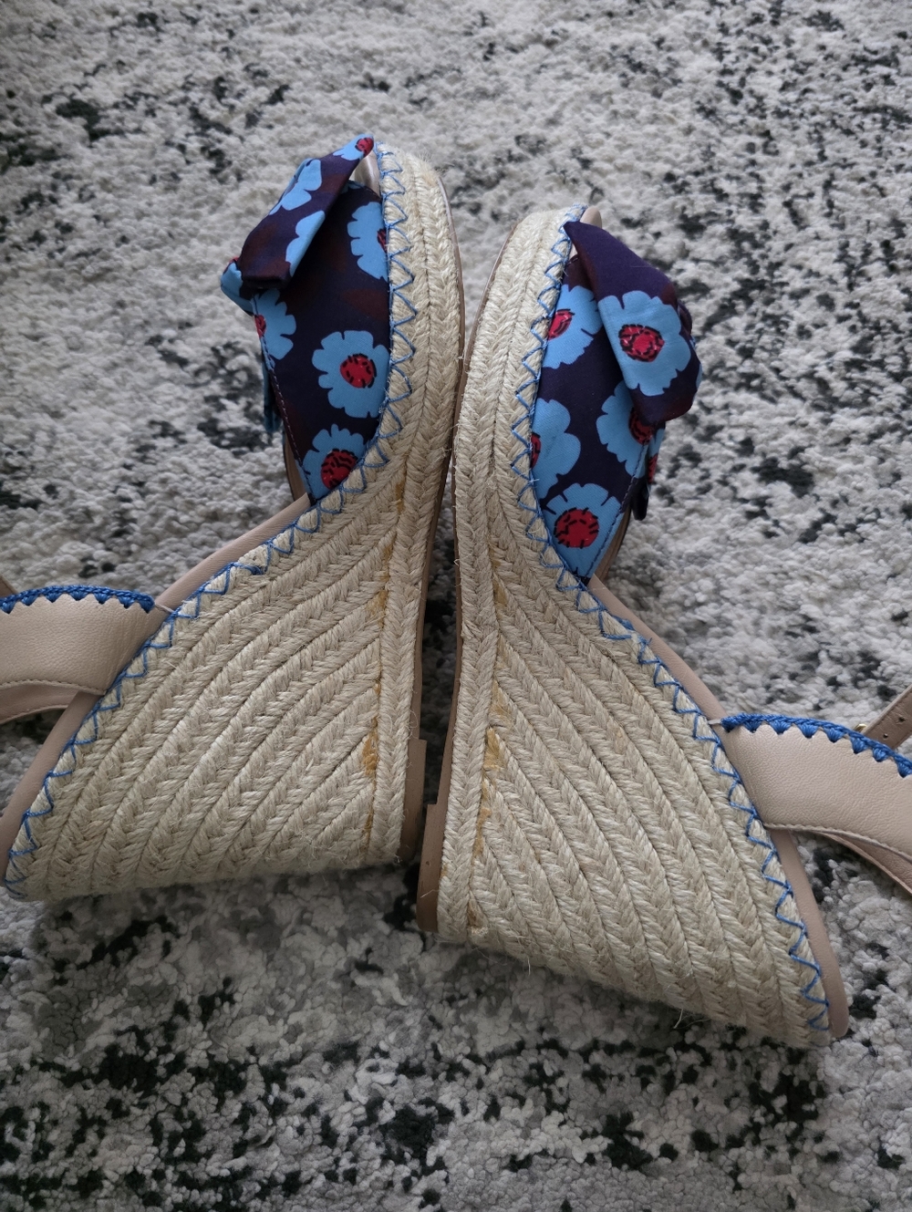 Kate Spade Jane Floral Bow Espadrille Wedge Sandals Womns 9.5 Preppy Chic Spring - Picture 5 of 6
